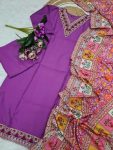 1TRANDING VISCOSE CHANDERI SEQUENCE CODING EMBROIDERY WORK TOP BOTTOM WITH DUPATTA FESTIVE WEAR WHOLESALE PRICE ETHNIC GARMENT (15)