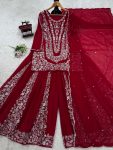 2DESIGNER GEORGETTE THREAD WITH SEQUENCE WORK TOP PALAZZO WITH DUPATTA FESTIVE WEAR WHOLESALE PRICE ETHNIC GARMENT (11)