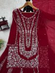 2DESIGNER GEORGETTE THREAD WITH SEQUENCE WORK TOP PALAZZO WITH DUPATTA FESTIVE WEAR WHOLESALE PRICE ETHNIC GARMENT (11)