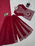 2DESIGNER GEORGETTE THREAD WITH SEQUENCE WORK TOP PALAZZO WITH DUPATTA FESTIVE WEAR WHOLESALE PRICE ETHNIC GARMENT (11)