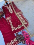 2DESIGNER SEQUENCE AND ZARI EMBROIDERY WITH PEARL AND DIAMOND HANDWORK TOP PALAZZO WITH DUPATTA FESTIVE WEAR WHOLESALE PRICE ETHNIC GARMENT (8)