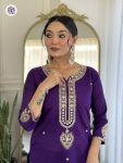 2DESIGNER VISCOSE CHANDERI EMBROIDERY WORK TOP BOTTOM WITH DUPATTA FESTIVE WEAR WHOLESALE PRICE ETHNIC GARMENT (24)