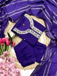 2DESIGNER VISCOSE CHANDERI EMBROIDERY WORK TOP BOTTOM WITH DUPATTA FESTIVE WEAR WHOLESALE PRICE ETHNIC GARMENT (24)