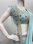 2FANCY GEORGETTE EMBROIDERY LEHENGA SAREE WITH BLOUSE AND KOTI PARTY WEAR WHOLESALE PRICE ETHNIC GARMENT(37)