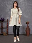 NEW ARRIVAL SLUB COTTON PLAIN  TOP  CREAM