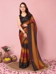 NEW ARRIVAL SOFT NYLON THREE TONE COLOR SHADE READY TO WEAR SAREE WITH UNSTITCHED BLOUSE  MUSTARD