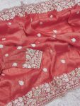2RICH LOOK GOLD CRUSH EMBROIDERY CODDING AND SEQUENCE WORK SAREE WITH UNSTITCHED BLOUSE PARTY WEAR WHOLESALE PRICE ETHNIC GARMENT (4)