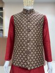 3DESIGNER SILK JACQUARD MEN’S KURTA PAYJAMA WITH KOTI PARTY WEAR WHOLESALE PRICE ETHNIC GARMENT (18)
