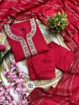 3DESIGNER VISCOSE CHANDERI EMBROIDERY WORK TOP BOTTOM WITH DUPATTA FESTIVE WEAR WHOLESALE PRICE ETHNIC GARMENT (19)