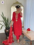 3DESIGNER VISCOSE CHANDERI EMBROIDERY WORK TOP BOTTOM WITH DUPATTA FESTIVE WEAR WHOLESALE PRICE ETHNIC GARMENT (19)