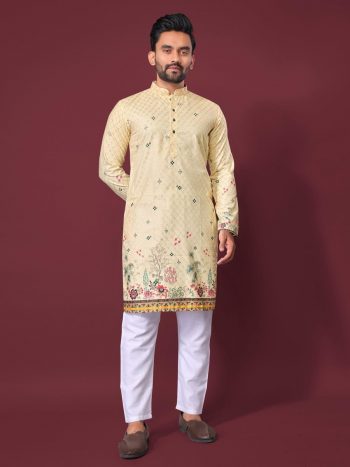 NEW ARRIVAL RAYON COTTON CROCHET WORK KURTA PAYJAMA  CREAM