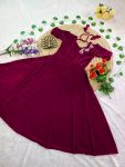 3NEW ARRIVAL VELVET HAND WORK ANARKALI GOWN FESTIVE WEAR WHOLESALE PRICE ETHNIC GARMENT (16)