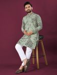 3NEW ARRIVAL VISCOSE RAYON CHIKANKARI LUCKNOWI SCHIFFLI WORK MEN’S KURTA PAYJAMA FESTIVE WEAR WHOLESALE PRICE ETHNIC GARMENT (8)
