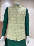 4DESIGNER SILK JACQUARD SEQUENCE WORK MEN’S KURTA PAYJAMA WITH KOTI FESTIVE WEAR WHOLESALE PRICE ETHNIC GARMENT (11)