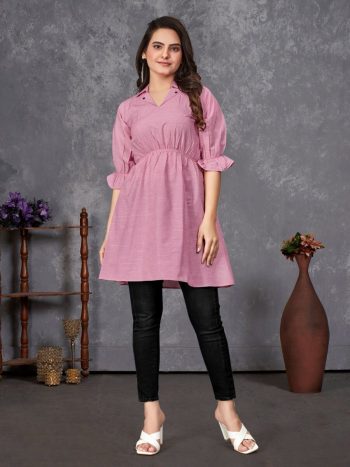 NEW ARRIVAL SLUB COTTON PLAIN  TOP  BABY PINK