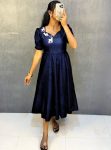 NEW ARRIVAL VELVET HAND WORK ANARKALI GOWN  NAVY BLUE