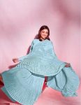 5FANCY CHINON CRUSHED SAREE WITH UNSTITCHED BLOUSE PARTTY WEAR WHOLESALE PRICE ETHNIC GARMENT (15)