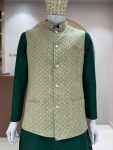 6DESIGNER SILK JACQUARD MEN’S KURTA PAYJAMA WITH KOTI PARTY WEAR WHOLESALE PRICE ETHNIC GARMENT (6)