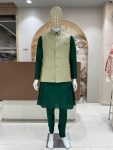 6DESIGNER SILK JACQUARD MEN’S KURTA PAYJAMA WITH KOTI PARTY WEAR WHOLESALE PRICE ETHNIC GARMENT (6)