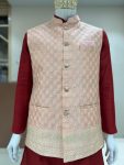 7DESIGNER SILK JACQUARD MEN’S KURTA PAYJAMA WITH KOTI PARTY WEAR WHOLESALE PRICE ETHNIC GARMENT (8)