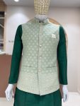 7DESIGNER SILK JACQUARD SEQUENCE WORK MEN’S KURTA PAYJAMA WITH KOTI FESTIVE WEAR WHOLESALE PRICE ETHNIC GARMENT (27)