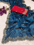 ATTRACTIVE BLACK RANGOLI CHIFFON EMBROIDERY WORK SAREE WITH UNSTITCHED BLOUSE PARTY WEAR WHOLESALE PRICE ETHNIC GARMENT 1 (1)