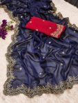 ATTRACTIVE BLACK RANGOLI CHIFFON EMBROIDERY WORK SAREE WITH UNSTITCHED BLOUSE PARTY WEAR WHOLESALE PRICE ETHNIC GARMENT (3)
