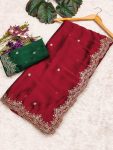 ATTRACTIVE BLACK RANGOLI CHIFFON EMBROIDERY WORK SAREE WITH UNSTITCHED BLOUSE PARTY WEAR WHOLESALE PRICE ETHNIC GARMENT (6)
