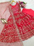 ATTRACTIVE CHINON EMBROIDERY SEQUENCE WORK GOWN BOTTOM WITH DUPATTA PARTY WEAR WHOLESALE PRICE ETHNIC GARMENT (1)