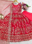 ATTRACTIVE CHINON EMBROIDERY SEQUENCE WORK GOWN BOTTOM WITH DUPATTA PARTY WEAR WHOLESALE PRICE ETHNIC GARMENT (1)