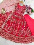ATTRACTIVE CHINON EMBROIDERY SEQUENCE WORK GOWN BOTTOM WITH DUPATTA PARTY WEAR WHOLESALE PRICE ETHNIC GARMENT (1)