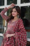 ATTRACTIVE COTTON PRINTED FLAIRED GOWN BOTTOM WITH DUPATTA PARTY WEAR WHOLESALE PRICE ETHNIC GARMENT (10)