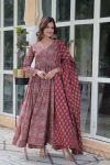 ATTRACTIVE COTTON PRINTED FLAIRED GOWN BOTTOM WITH DUPATTA PARTY WEAR WHOLESALE PRICE ETHNIC GARMENT (10)