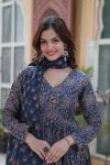 ATTRACTIVE COTTON PRINTED FLAIRED GOWN BOTTOM WITH DUPATTA PARTY WEAR WHOLESALE PRICE ETHNIC GARMENT (3)