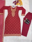 ATTRACTIVE GEOREGTTE EMBROIDERI ZARI SEQUENCE WORK TOP BOTTOM WITH DUPATTA PARTY WEAR WHOLESALE PRICE ETHNIC GARMENT (4)