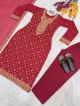 ATTRACTIVE GEOREGTTE EMBROIDERI ZARI SEQUENCE WORK TOP BOTTOM WITH DUPATTA PARTY WEAR WHOLESALE PRICE ETHNIC GARMENT (4)