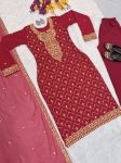 ATTRACTIVE GEOREGTTE EMBROIDERI ZARI SEQUENCE WORK TOP BOTTOM WITH DUPATTA PARTY WEAR WHOLESALE PRICE ETHNIC GARMENT (4)