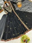 ATTRACTIVE GEORGETTE EMBROIDERY SEQUENCE WORK GOWN BOTTOM WITH DUPATTA PARTY WEAR WHOLESALE PRICE ETHNIC GARMENT (3)