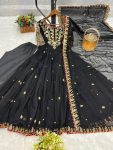 ATTRACTIVE GEORGETTE EMBROIDERY SEQUENCE WORK GOWN BOTTOM WITH DUPATTA PARTY WEAR WHOLESALE PRICE ETHNIC GARMENT (3)