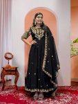 ATTRACTIVE GEORGETTE EMBROIDERY SEQUENCE WORK GOWN BOTTOM WITH DUPATTA PARTY WEAR WHOLESALE PRICE ETHNIC GARMENT (3)