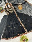 ATTRACTIVE GEORGETTE EMBROIDERY SEQUENCE WORK GOWN BOTTOM WITH DUPATTA PARTY WEAR WHOLESALE PRICE ETHNIC GARMENT (3)