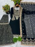 ATTRACTIVE GEORGETTE EMBROIDERY SEQUENCE WORK TOP SHARARA WITH DUPATTA PARTY WEAR WHOLESALE PRICE ETHNIC GARMENT (1)