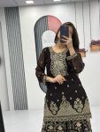 ATTRACTIVE GEORGETTE EMBROIDERY THREAD SEQUENCE WORK TOP PALAZZO WITH DUPATTA PARTY WEAR WHOLESALE PRICE ETHNIC GARMENT (9)