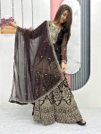 ATTRACTIVE GEORGETTE EMBROIDERY THREAD SEQUENCE WORK TOP PALAZZO WITH DUPATTA PARTY WEAR WHOLESALE PRICE ETHNIC GARMENT (9)