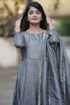 ATTRACTIVE GOLD CRUSH PLAIN LACE WORK GOWN WITH DUPATTA PARTY WEAR WHOLESALE PRICE ETHNIC GARMENT (2)