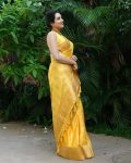 ATTRACTIVE LICHI SILK WEAVING WORK SAREE WITH UNSTITCHED BLOUSE PARTY WEAR WHOLESALE PRICE ETHNIC GARMENT (6)