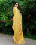 ATTRACTIVE LICHI SILK WEAVING WORK SAREE WITH UNSTITCHED BLOUSE PARTY WEAR WHOLESALE PRICE ETHNIC GARMENT (6)
