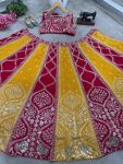 ATTRACTIVE VICHITRA SILK EMBROIDERY SEQUENCE WORK LEHENGA CHOLI WITH DUPATTA PARTY WEAR WHOLESALE PRICE ETHNIC GARMENT (4)