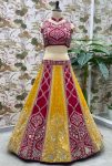 ATTRACTIVE VICHITRA SILK EMBROIDERY SEQUENCE WORK LEHENGA CHOLI WITH DUPATTA PARTY WEAR WHOLESALE PRICE ETHNIC GARMENT (4)