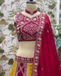 ATTRACTIVE VICHITRA SILK EMBROIDERY SEQUENCE WORK LEHENGA CHOLI WITH DUPATTA PARTY WEAR WHOLESALE PRICE ETHNIC GARMENT (4)